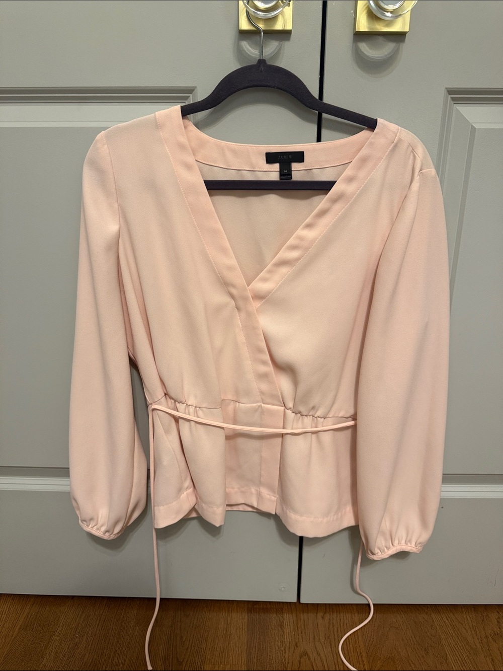 J. Crew Pale Blush Wrap-Front Blouse